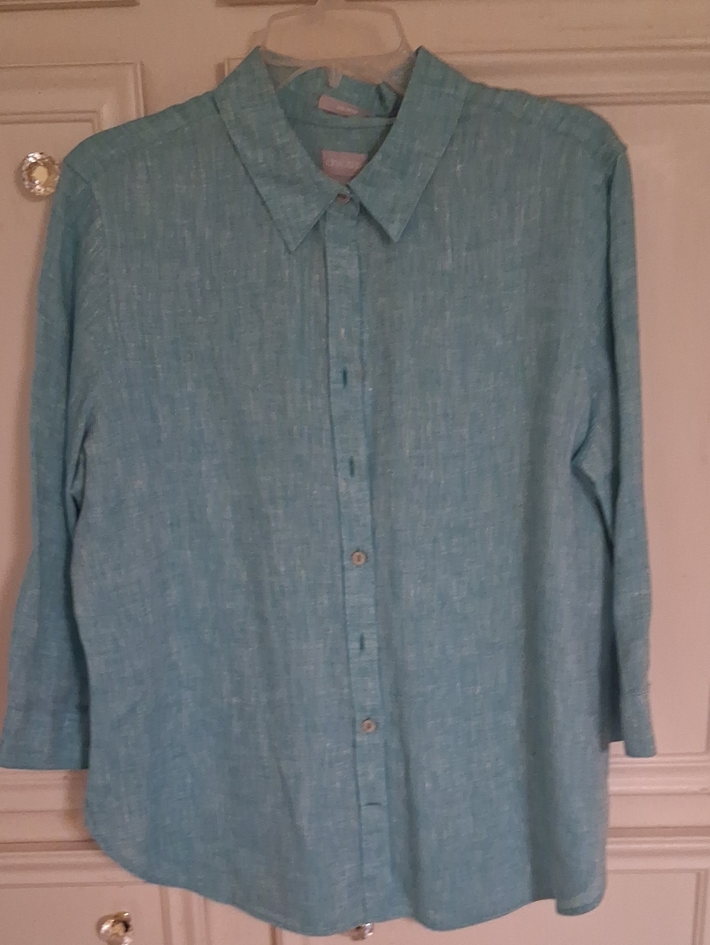 Chicos Light Teal Button-Up Womens Shirt